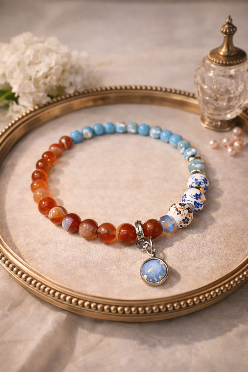 bracelet & necklace Turquoise Quartzite • Shell • Carnelian - Image 2