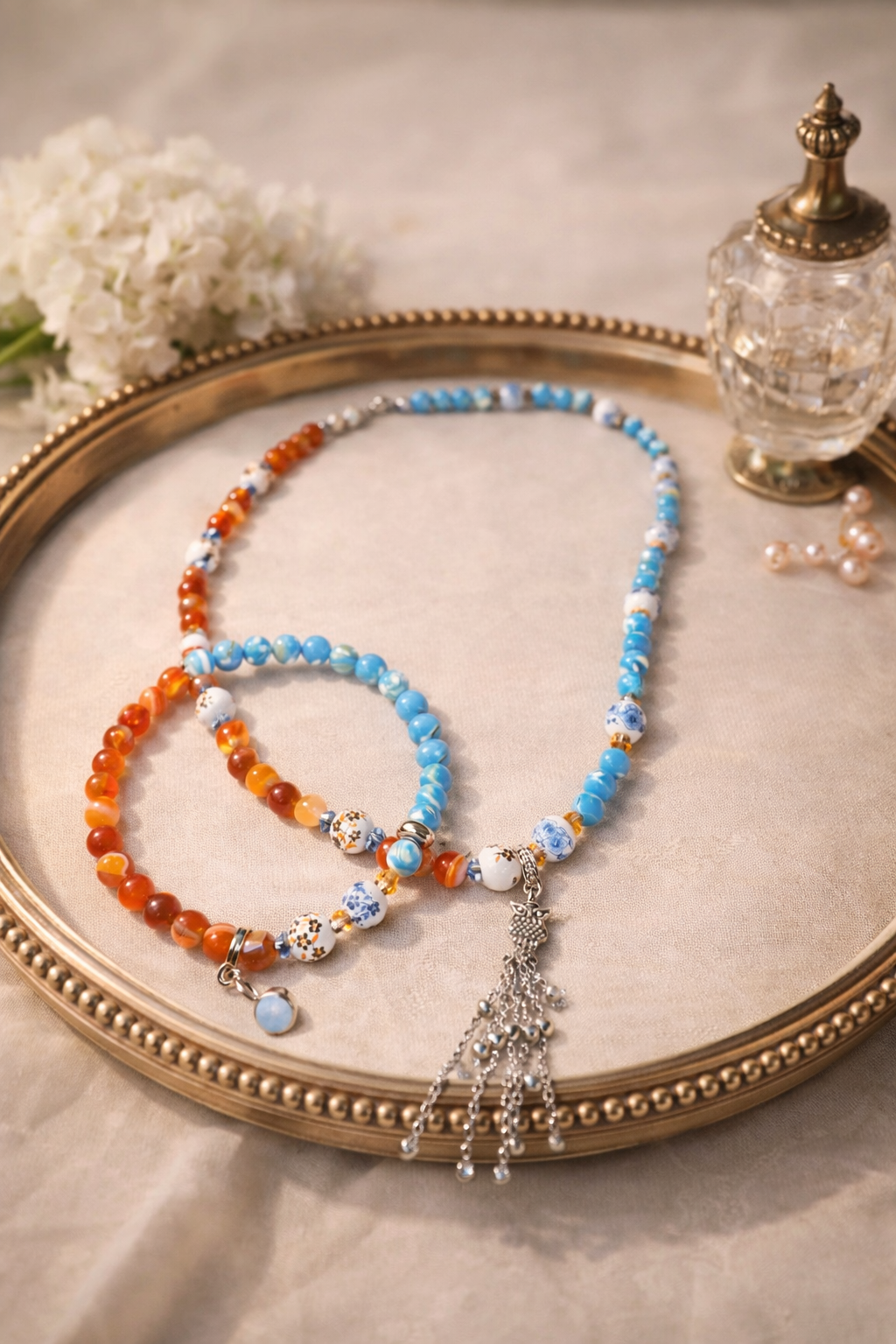 bracelet & necklace Turquoise Quartzite • Shell • Carnelian