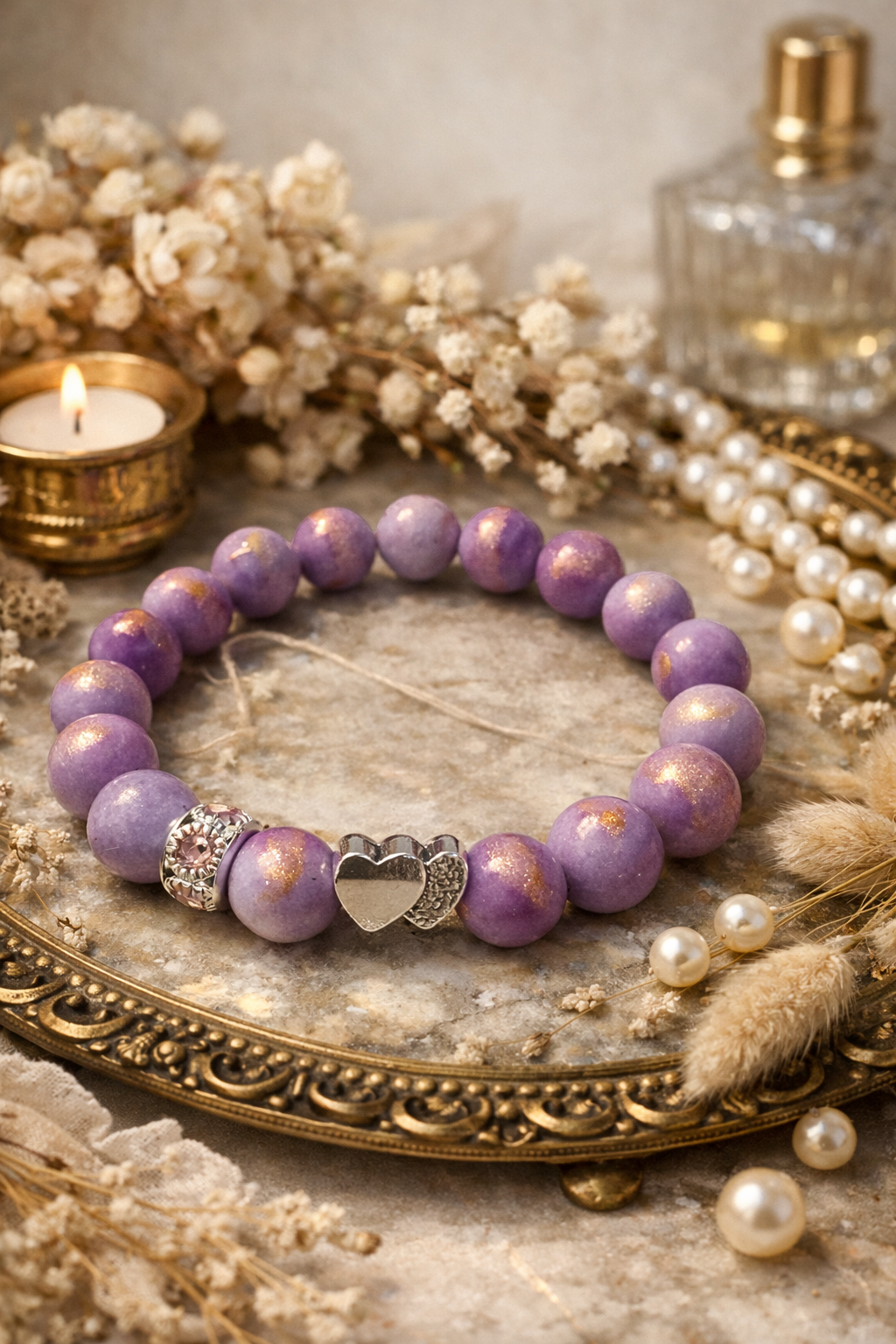 Bracelet “Lavender Gold” | Dyed Quartz