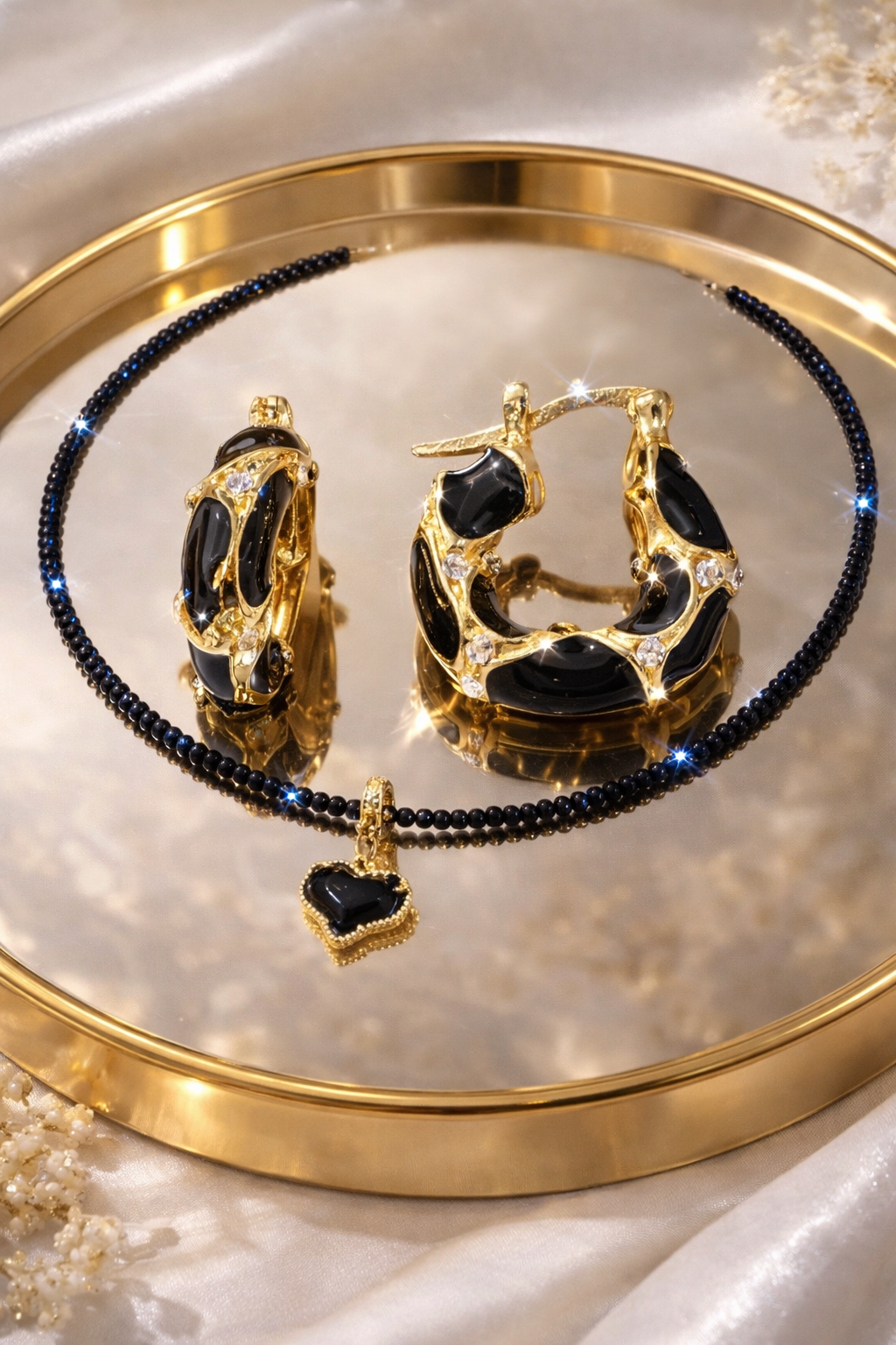 Black Glow Set (choker + earrings)