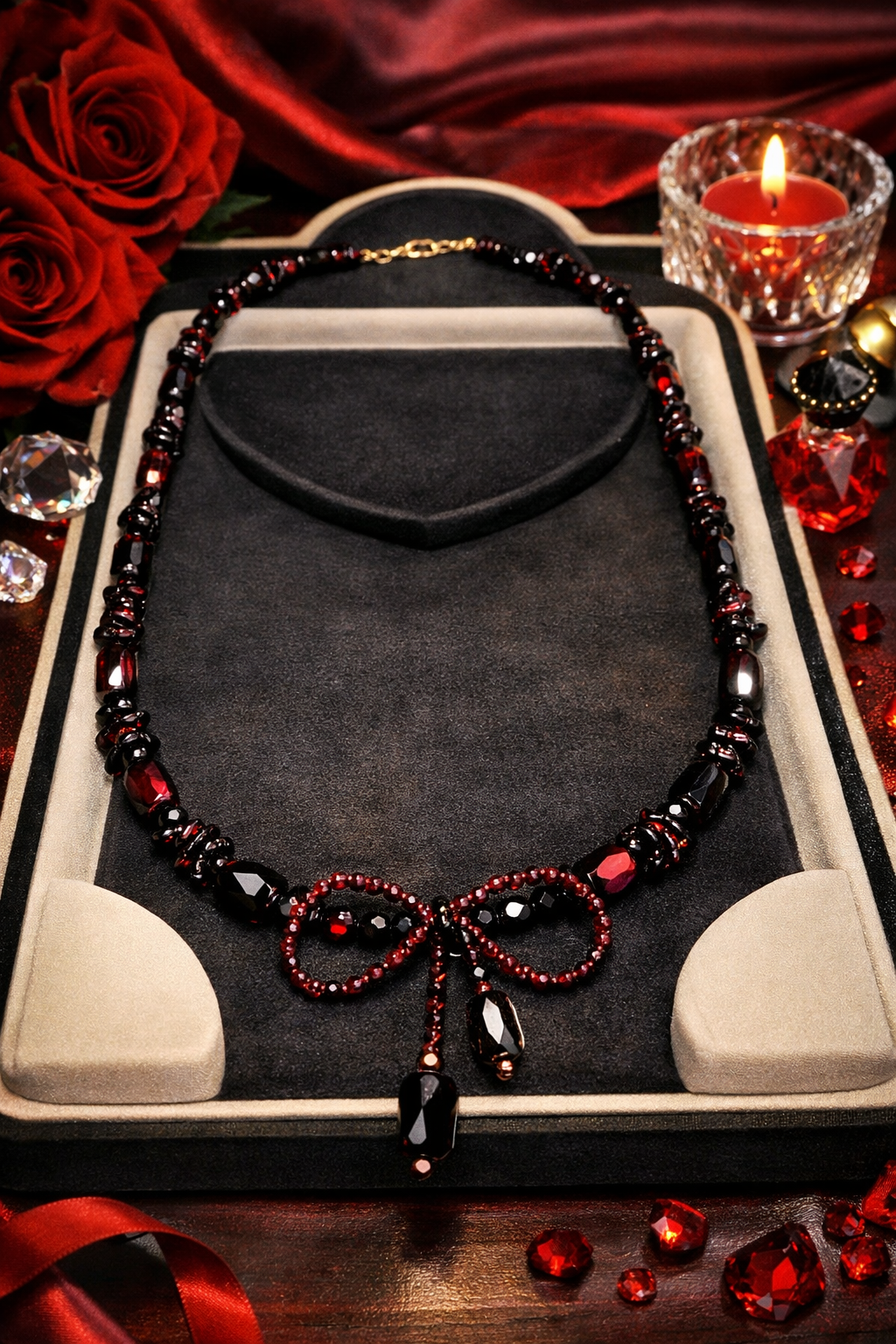 Necklace “Passion” — Garnet & Rock Crystal